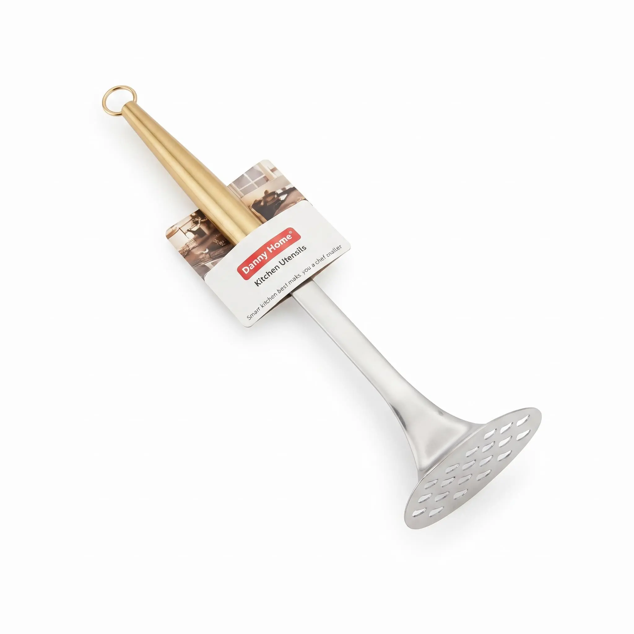 Gold-Silver-Stainless-Steel-Potato-Masher-30cm_Kitchenware_12234_3.webp 30cm Stainless Steel Heavy-Duty Potato Masher with Elegant Gold Tapered Handle - DH3362-GOLD - Image 1