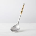 35cm Large Stainless Steel Perforated Skimmer Spoon with Elegant Gold Tapered Handle - DH3358-GOLD - Image 2
