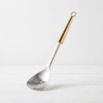 34cm Stainless Steel Perforated Slotted Spoon with Elegant Gold Tapered Handle - DH3359-GOLD - Image 2