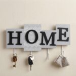 Rustic HOME Block Letter Wooden Key Rack – Lace Pattern Entryway Wall Organizer with 4 Metal Hooks (Model JN5) - Image 2