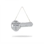 Rustic Lace Key-Shaped Wooden Key Holder – Hanging Foyer Wall Rack with 3 Metal Hooks (Model JN2)