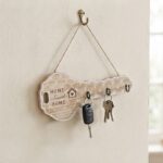 Rustic Key-Shaped Wooden Key Holder – Hanging Twine Entryway Wall Rack with 3 Metal Hooks (Model JN19) - Image 2