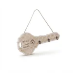 Rustic Key-Shaped Wooden Key Holder – Hanging Twine Entryway Wall Rack with 3 Metal Hooks (Model JN19)