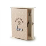 Rustic Wooden Wall Key Cabinet – Welcome Home Decorative 6-Hook Key Storage Box Organizer (Model JN21-22)