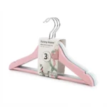 Chic 32cm Wooden Kids Clothes Hangers 3-Pack with Non-Slip Shoulder Notches and Swivel Hooks (WHK010M-3)