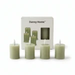 Flameless Sage Green Flickering LED Pillar Candle Set 4-Piece 5x7cm - AT22-02