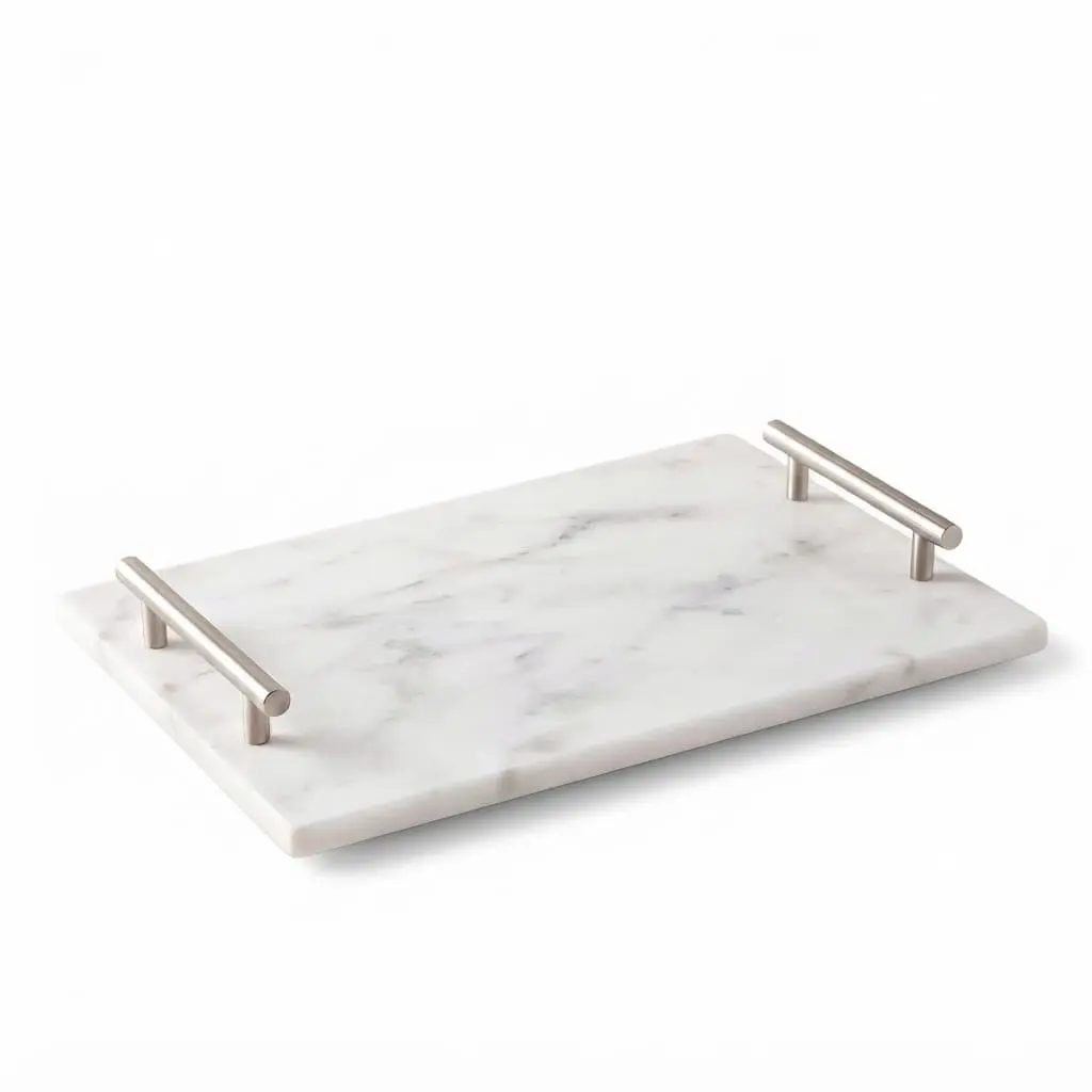 Marble-Service-tray-with-handles-30201.3cm_Kitchenware_11654_3.webp Danny Home Marble Vanity & Serving Tray with Metal Handles (30x20cm) | SKU: CZT44-35 - Image 1