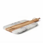 Danny Home Striped Marble & Wood Serving Platter with Handle (38x18.5cm) | SKU: CZT44-15