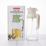 11cm Clear Glass Oil and Vinegar Dispenser Carafe with Automatic Gravity Flip Lid and Handle - DH3751-GS - Image 3