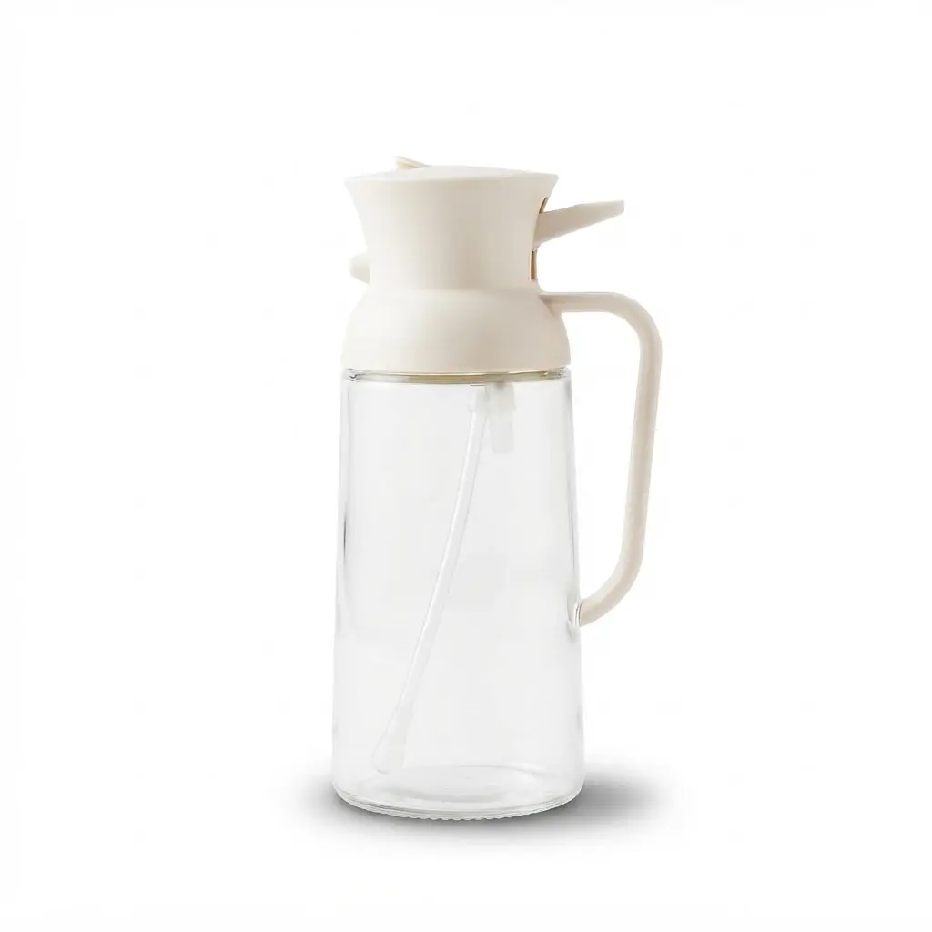 Oil-Dispenser-11cm_Kitchenware_12257_3.webp 11cm Clear Glass Oil and Vinegar Dispenser Carafe with Automatic Gravity Flip Lid and Handle - DH3751-GS - Image 1