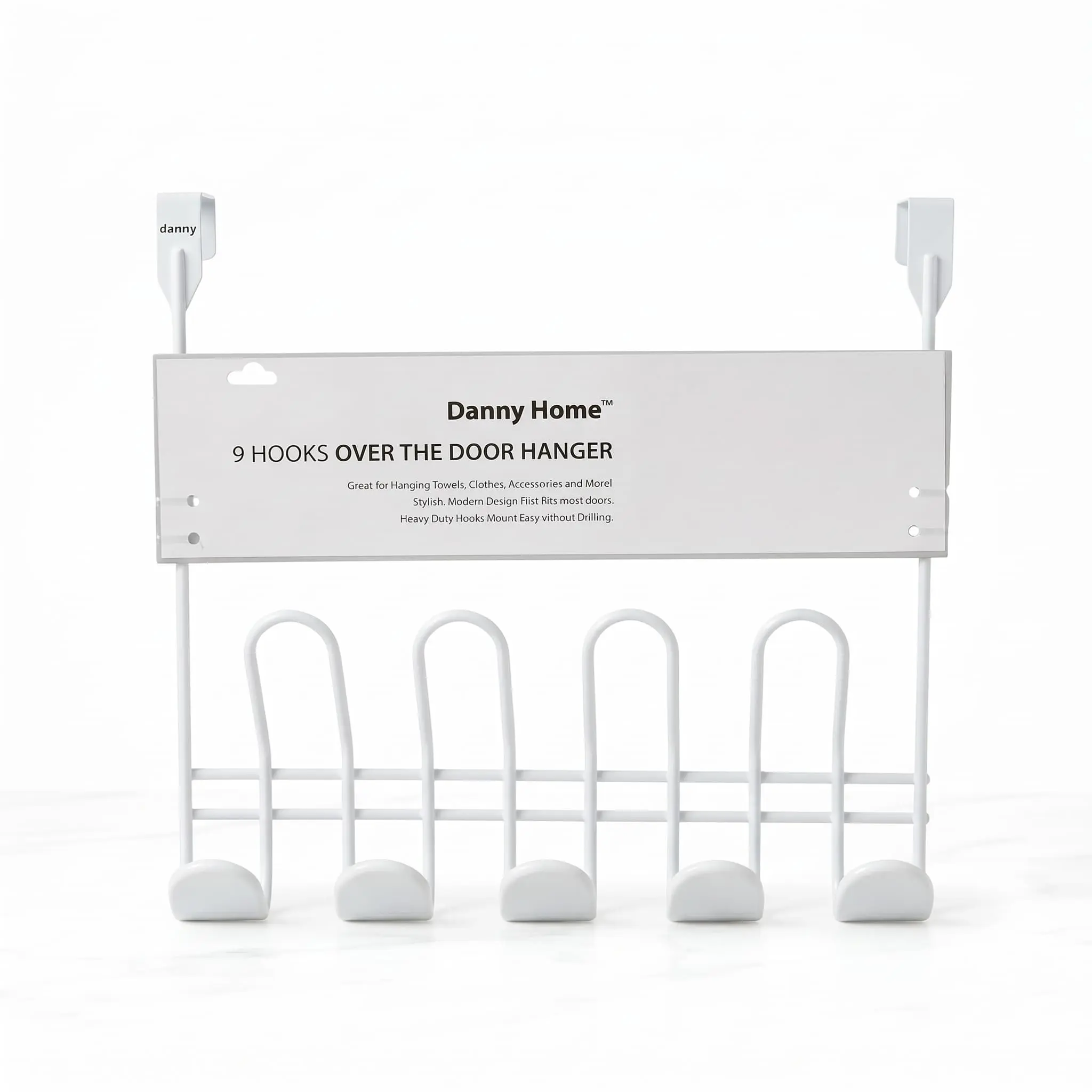 Over-The-Door-Hooks-9-Hooks_Bed-Bath_17631_3.webp White 9-Hook Over-the-Door Storage Organizer Rack | SKU: ZYB066 - Image 1