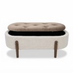 Compact Oval Storage Ottoman Bench with Fluted Frame & Wooden Legs | SKU: 21999336-S - Image 3