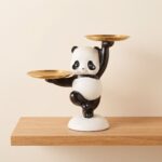 Standing Panda Art Statue with Dual Metallic Trays (27.5x32cm) | SKU: XY26 - Image 2