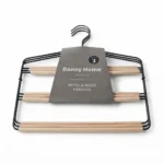 Chic 36.5cm Iron and Wood Multi-Tier Pants Hangers 3-Pack with Space-Saving 3-Tier Design (MH08B-3)