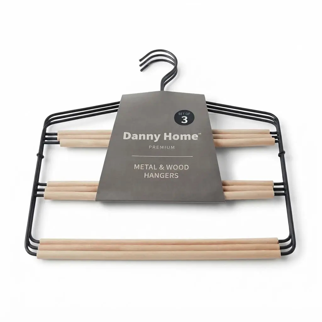 Pants-hanger-3pcs-36.5320.45cm-Black-IronWood_Bed-Bath_11310_3.webp Chic 36.5cm Iron and Wood Multi-Tier Pants Hangers 3-Pack with Space-Saving 3-Tier Design (MH08B-3) - Image 1