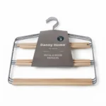 Chic 36.5cm Iron and Wood Multi-Tier Pants Hangers 3-Pack with Space-Saving 3-Tier Design (MH08G-3)