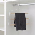 Chic 36.5cm Iron and Wood Multi-Tier Pants Hangers 3-Pack with Space-Saving 3-Tier Design (MH08W-3) - Image 2