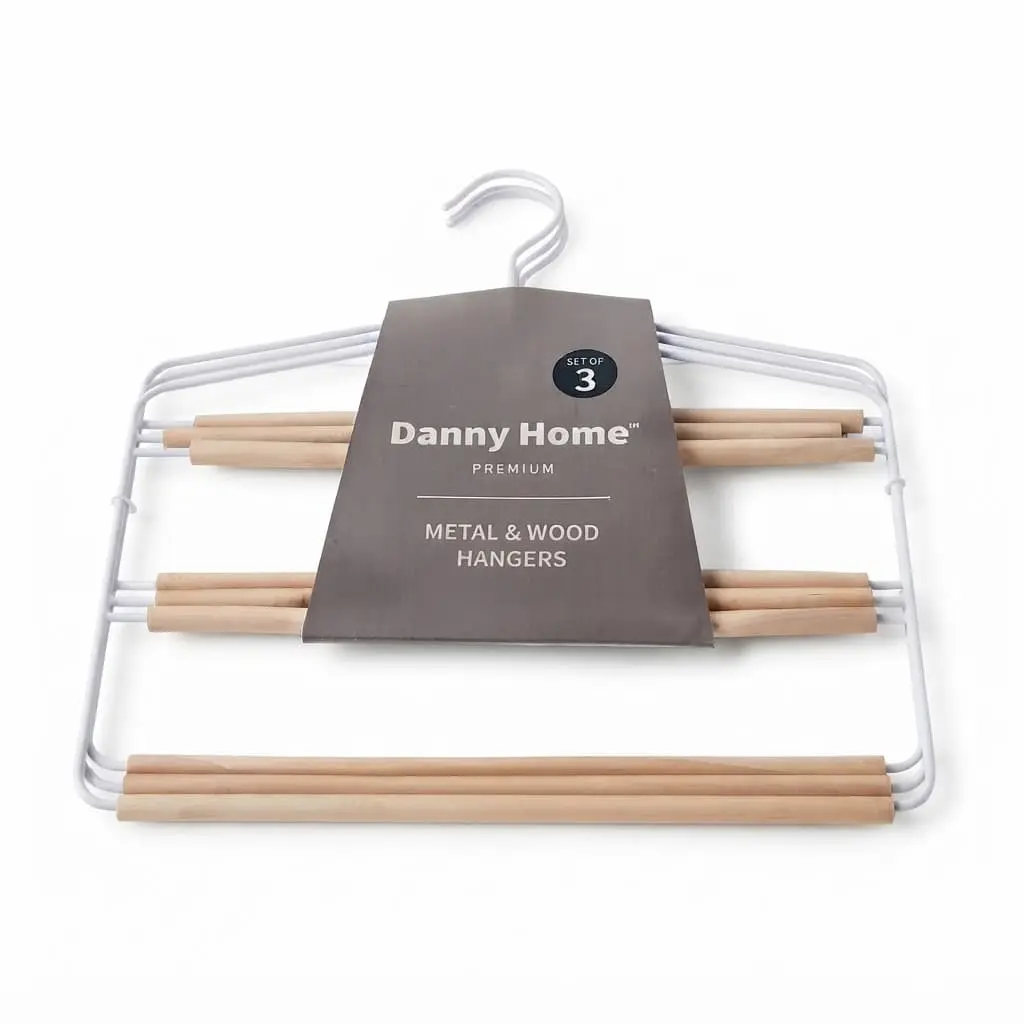 Pants-hanger-3pcs-36.5320.45cm-White-Iron-Wood_Bed-Bath_11309_3.webp Chic 36.5cm Iron and Wood Multi-Tier Pants Hangers 3-Pack with Space-Saving 3-Tier Design (MH08W-3) - Image 1