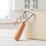 Premium 16cm Stainless Steel Y-Peeler – Ergonomic Vegetable & Fruit Slicer with Stone-White Finished Beechwood Handle (Model DH2734-STONE WH) - Image 2