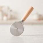 Premium 19.5cm Stainless Steel Pizza Cutter Wheel – Heavy-Duty Pastry Slicer with Natural Stone-White Finished Beechwood Handle (Model DH2733-STONE WH) - Image 2