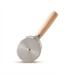 Premium 19.5cm Stainless Steel Pizza Cutter Wheel – Heavy-Duty Pastry Slicer with Natural Stone-White Finished Beechwood Handle (Model DH2733-STONE WH)