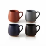 Earthy Matte Finish Rounded Porcelain Coffee Mug with Unglazed Exposed Raw Clay Base Accent - T01-64