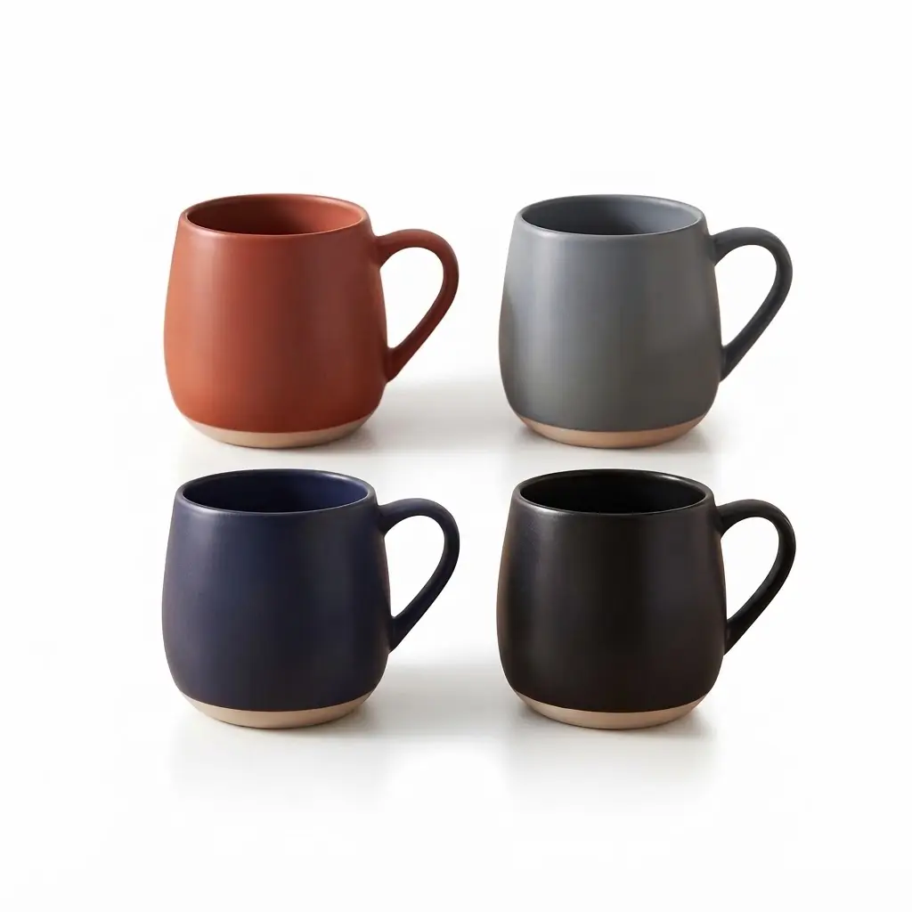 Porcelain-Mug_Kitchenware_11646_3.webp Earthy Matte Finish Rounded Porcelain Coffee Mug with Unglazed Exposed Raw Clay Base Accent - T01-64 - Image 1