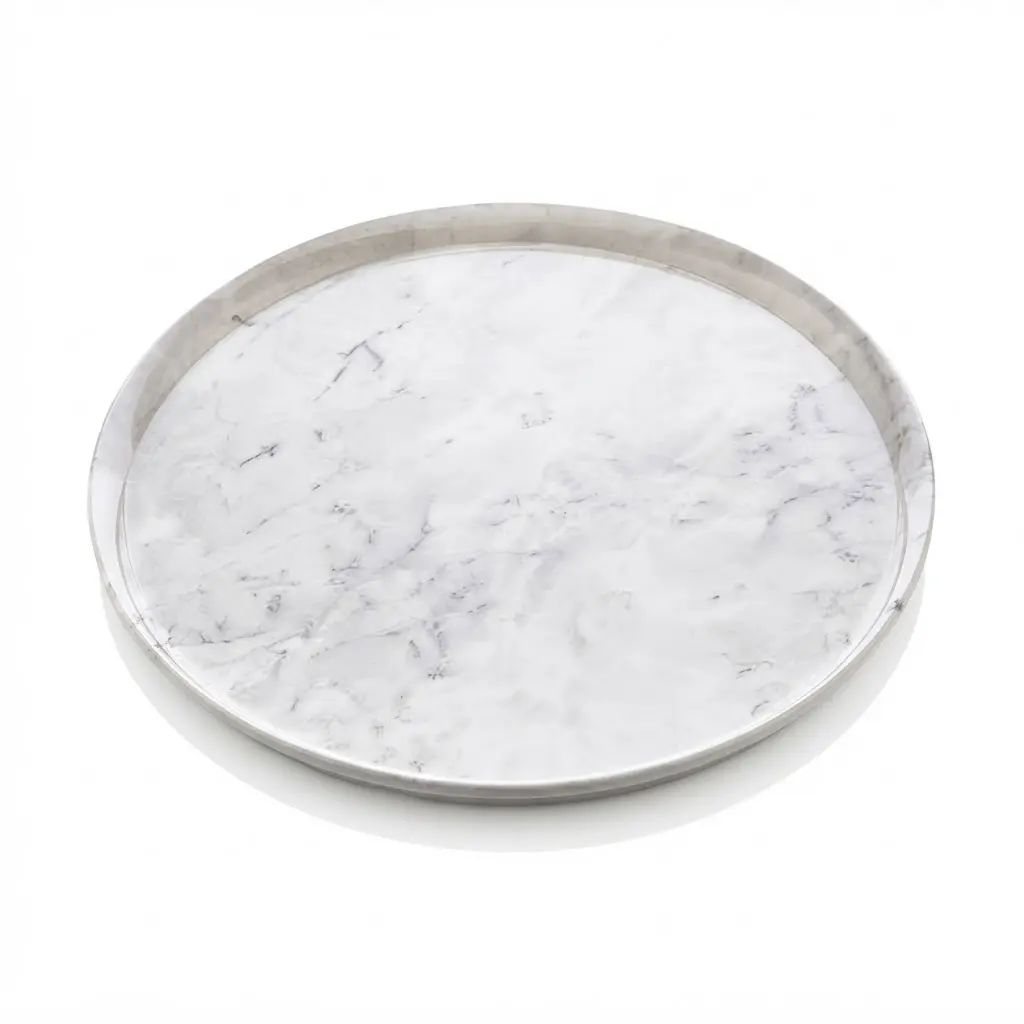 Royal-Marble-Melamine-Platter-Round-o31cm-h2cm_Kitchenware_9775_3.webp Formel Royal Marble Effect Round Melamine Appetizer Platter and Dessert Serving Tray 31cm Diameter - M807 - Image 1