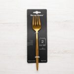 Danny Home 2-Piece Gold Stainless Steel Dessert Fork Set – Chic 14cm Cake & Pastry Flatware, Matte Metallic Finish (ZYB094-5MG) - Image 3