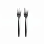 Matte Black Stainless Steel Dessert Fork Set 2-Piece - ZYB094-5MB