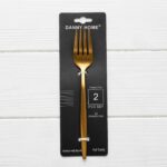 Danny Home 2-Piece Gold Stainless Steel Dinner Fork Set – Luxury 21cm Flatware, Matte Metallic Finish (ZYB094-3MG) - Image 3
