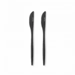 2-Piece Stainless Steel Matte Black Dinner Knives Set with Slender Contoured Handles - ZYB094-1MB