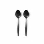 2-Piece Stainless Steel Matte Black Dinner Spoons Set with Slender Tapered Handles - ZYB094-2MB