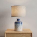 Danny Home 42cm Blue Drip Glaze Table Lamp - Art-Isanal Ceramic Bedside Light - Image 2