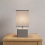 Danny Home TL-046-10 Nightstand Light | Sleek Slate Grey Cuboid Porcelain Base Lamp with Rectangular Shade – ~14x10x28cm - Image 2