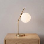 Danny Home TL-017 Bedside Light | Mid-Century Brushed Gold Angled Stem Orb Lamp – ~20x15x40cm - Image 2