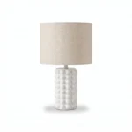 Danny Home 39cm White Bubble Lamp - Geometric Textured Ceramic Nightstand Light