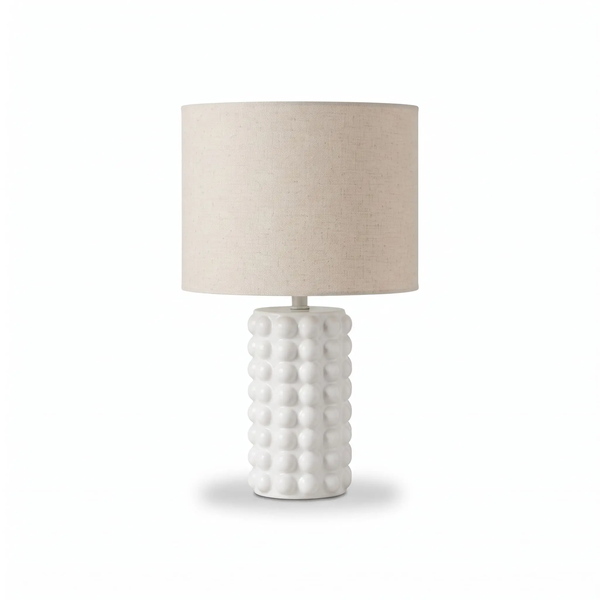 Side-Table-lamp_Furniture-Lighting_11690_3.webp Danny Home 39cm White Bubble Lamp - Geometric Textured Ceramic Nightstand Light - Image 1