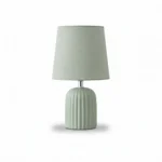 Danny Home 27.5cm Sage Green Bedside Lamp - Ribbed Ceramic Accent Light