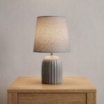 Danny Home TL-005-3 Bedside Light | Matte Slate Grey Vertically Ribbed Porcelain Nightstand Lamp – ~18x18x27.5cm - Image 2