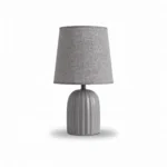 Danny Home TL-005-3 Bedside Light | Matte Slate Grey Vertically Ribbed Porcelain Nightstand Lamp – ~18x18x27.5cm