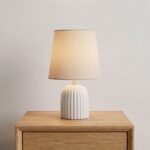 Danny Home TL-005-4 Bedside Light | Matte White Vertically Ribbed Porcelain Nightstand Lamp – ~18x18x27.5cm - Image 2