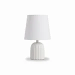 Danny Home TL-005-4 Bedside Light | Matte White Vertically Ribbed Porcelain Nightstand Lamp – ~18x18x27.5cm