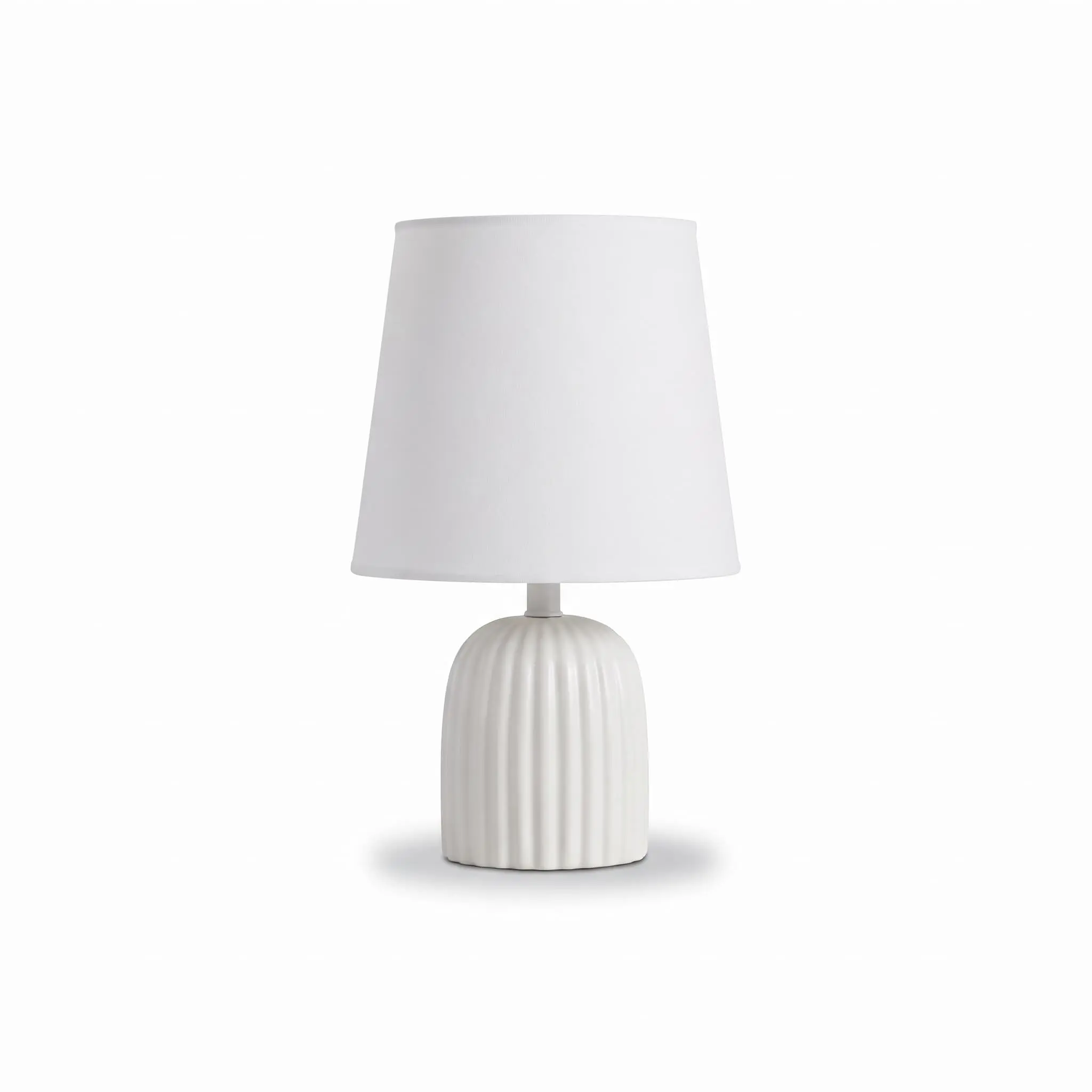 Side-Table-lamp_Furniture-Lighting_11697_3.webp Danny Home TL-005-4 Bedside Light | Matte White Vertically Ribbed Porcelain Nightstand Lamp – ~18x18x27.5cm - Image 1