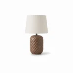 Danny Home TL-007-1 Bedside Light | Large Glossy Taupe Quilted Pottery Nightstand Lamp – 25x25x45cm