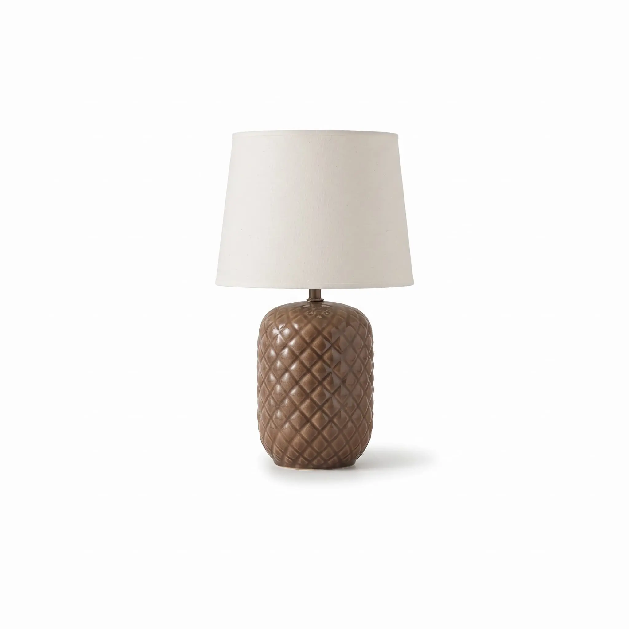 Side-Table-lamp_Furniture-Lighting_11701_3.webp Danny Home TL-007-1 Bedside Light | Large Glossy Taupe Quilted Pottery Nightstand Lamp – 25x25x45cm - Image 1