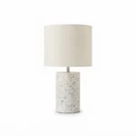 Danny Home 50cm White Terrazzo Table Lamp - Sleek Stone Pillar Light