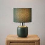 Danny Home TL-011-1 Bedside Light | Matte Olive Green Capsule Pottery Nightstand Lamp – ~22x22x40cm - Image 2
