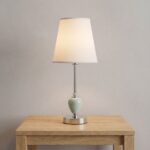 Danny Home Modern Indoor Table Lamp | Silver, White, and Green Base with Premium TC Fabric Shade - 41.5cm - Image 2