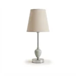 Danny Home Modern Indoor Table Lamp | Silver, White, and Green Base with Premium TC Fabric Shade - 41.5cm